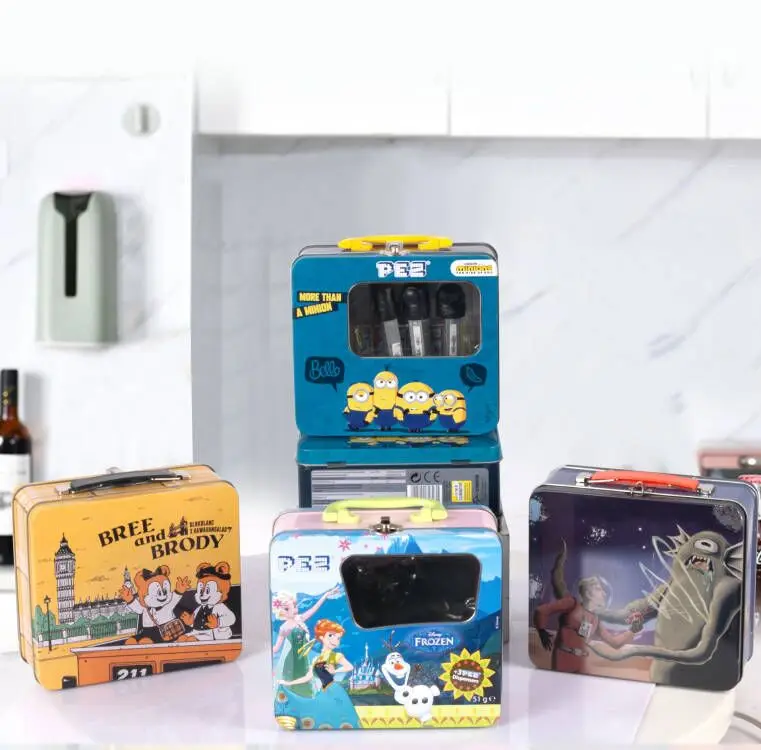 OEM Custom Quality Christmas Various Chocolate Candy Cookie Logo Recyclable Square Round Big Metal Box Small Festival Tin Can