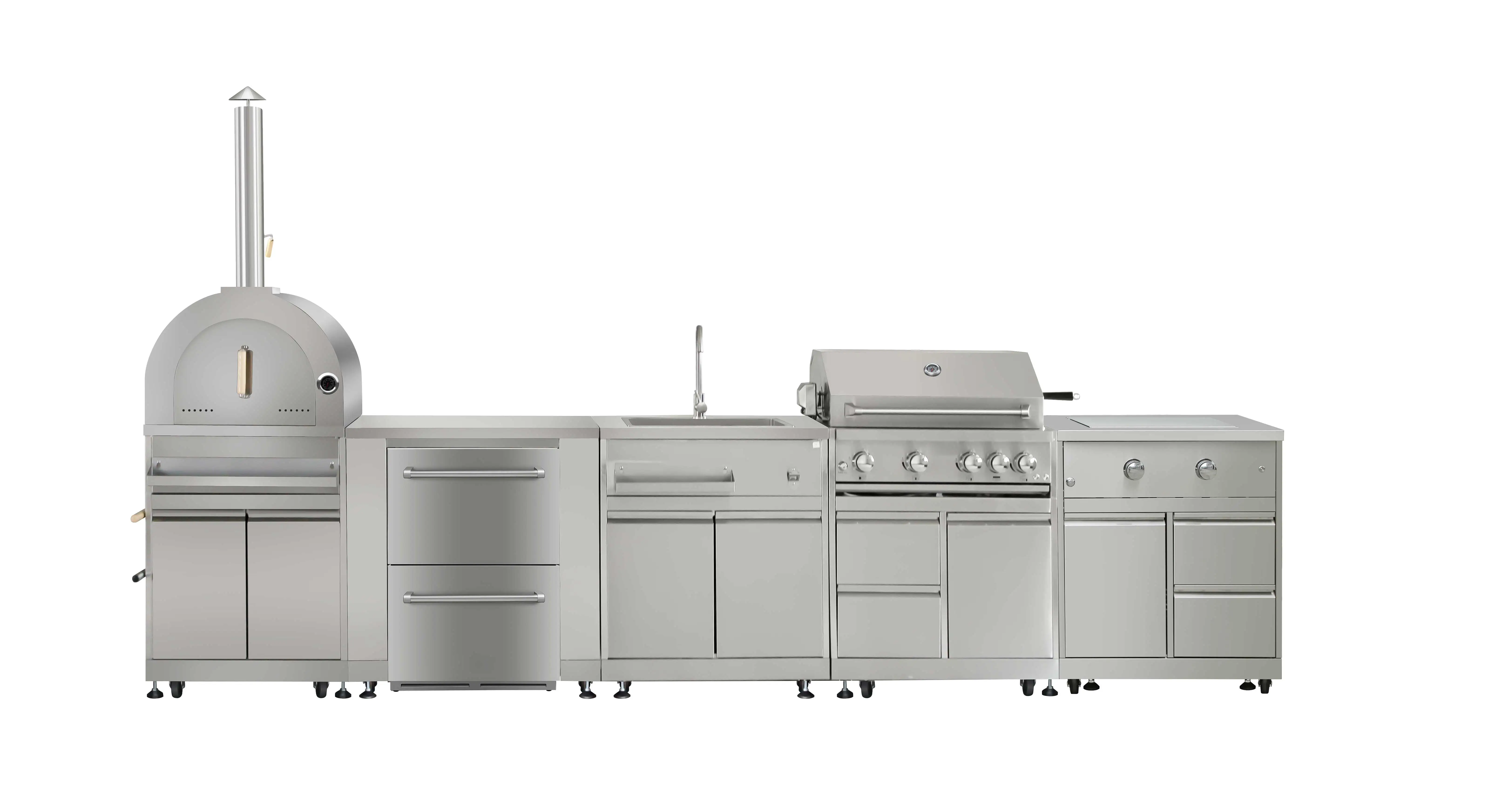 Youya Eco Friendly Outside Kitchen Bbq Grill Set Portable Stainless Steel Fireproof Commercial Bbq Grill Gas And Charcoal