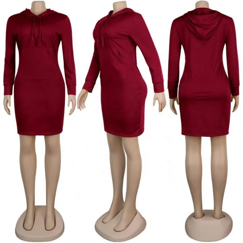 
Byww fall 2021 long sleeve hoodies for women dresses solid color mini dress casual wear office dress 