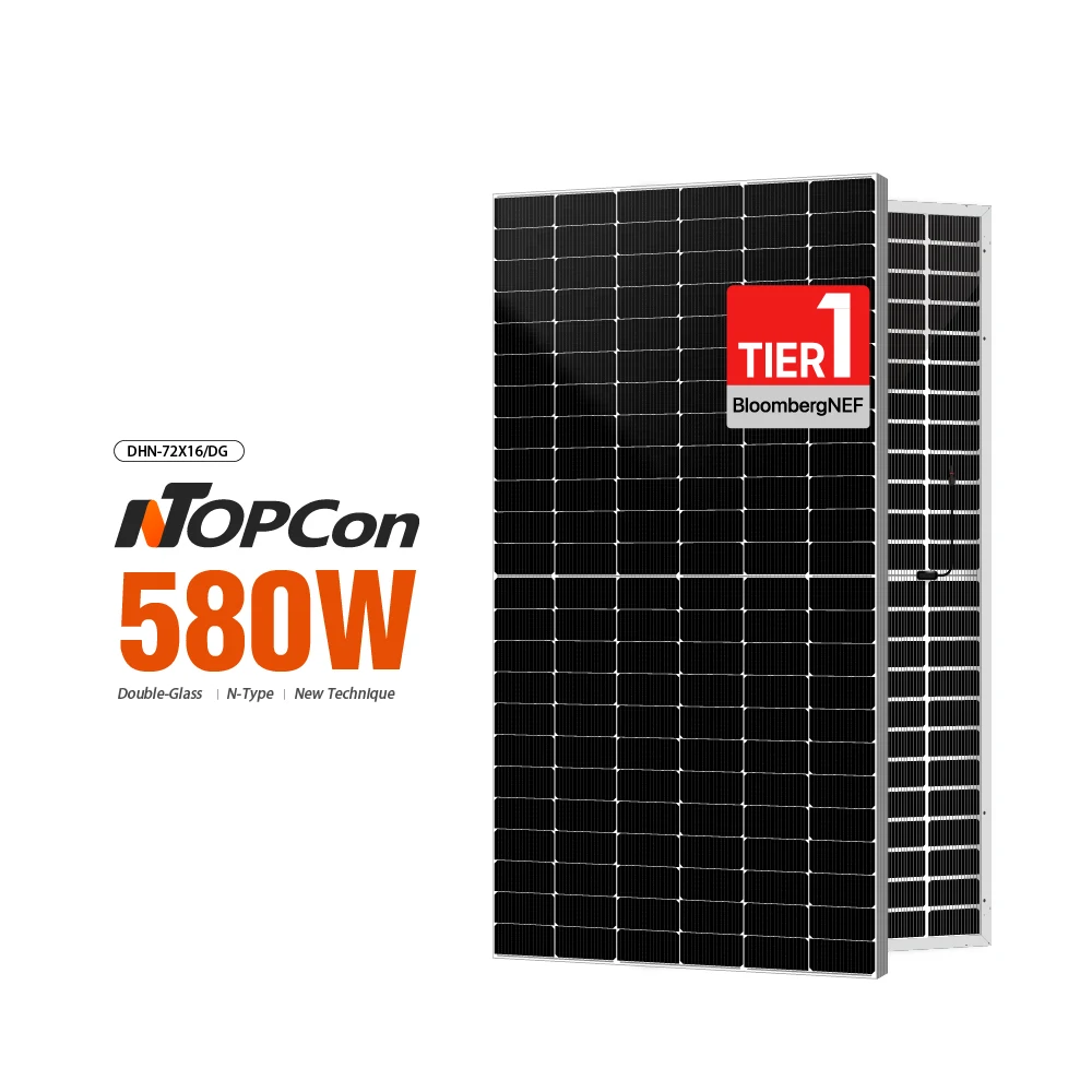 Новый продукт монокристаллические солнечные панели с двойным стеклом TOPCon 580w 570w 560w