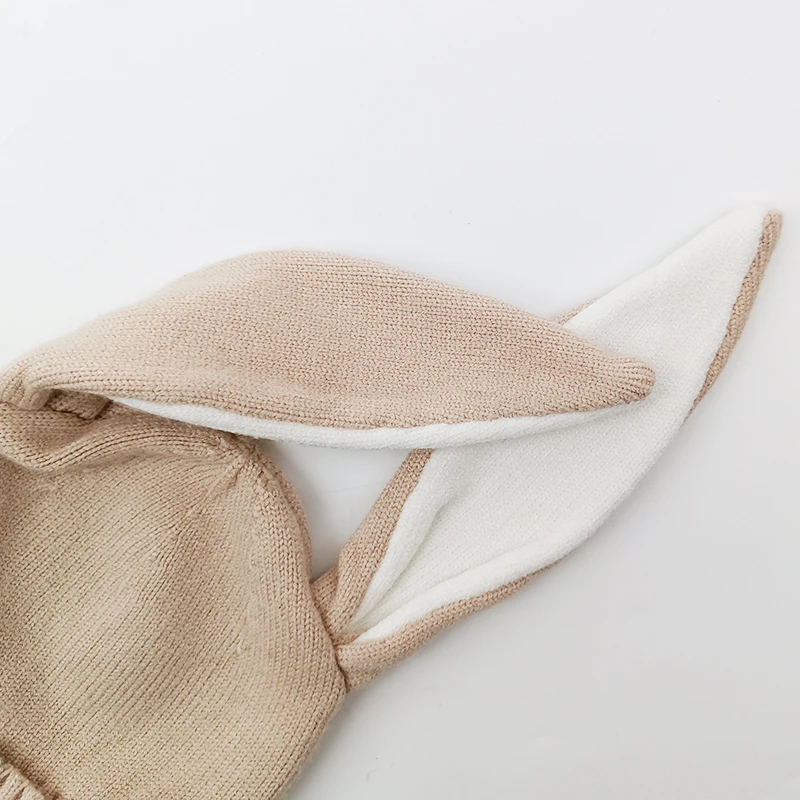 Pinuotu Baby Knitted Beanie Soft Toddler Winter Hats Cotton Knit Headwear Cute Bunny Long Ears Children Beanies