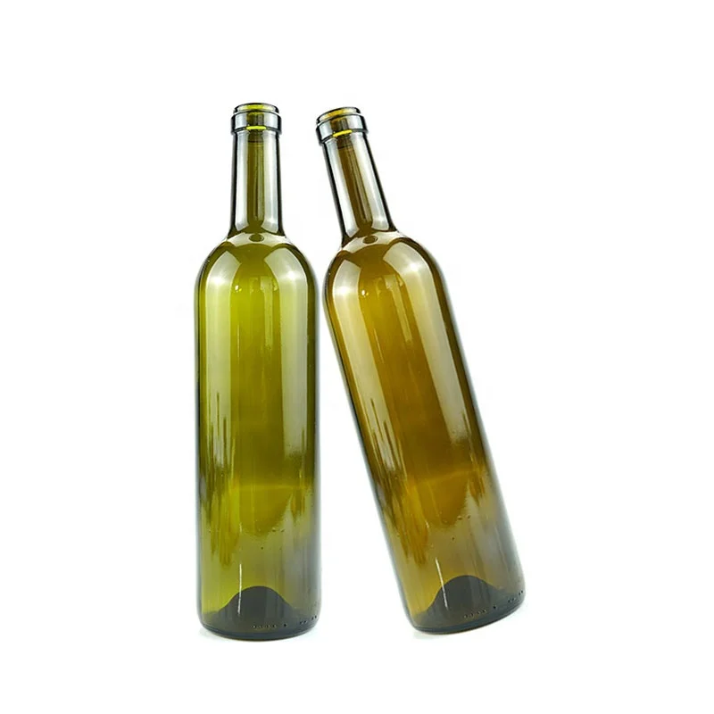 red wine glass bottle 750ml dark green color bottles for liquor with stopper lid and shrinkable film