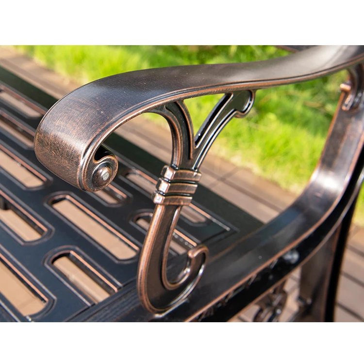 
Anti-rust waterproof durable metal outdoor decorative cast aluminum garden furniture park bench 