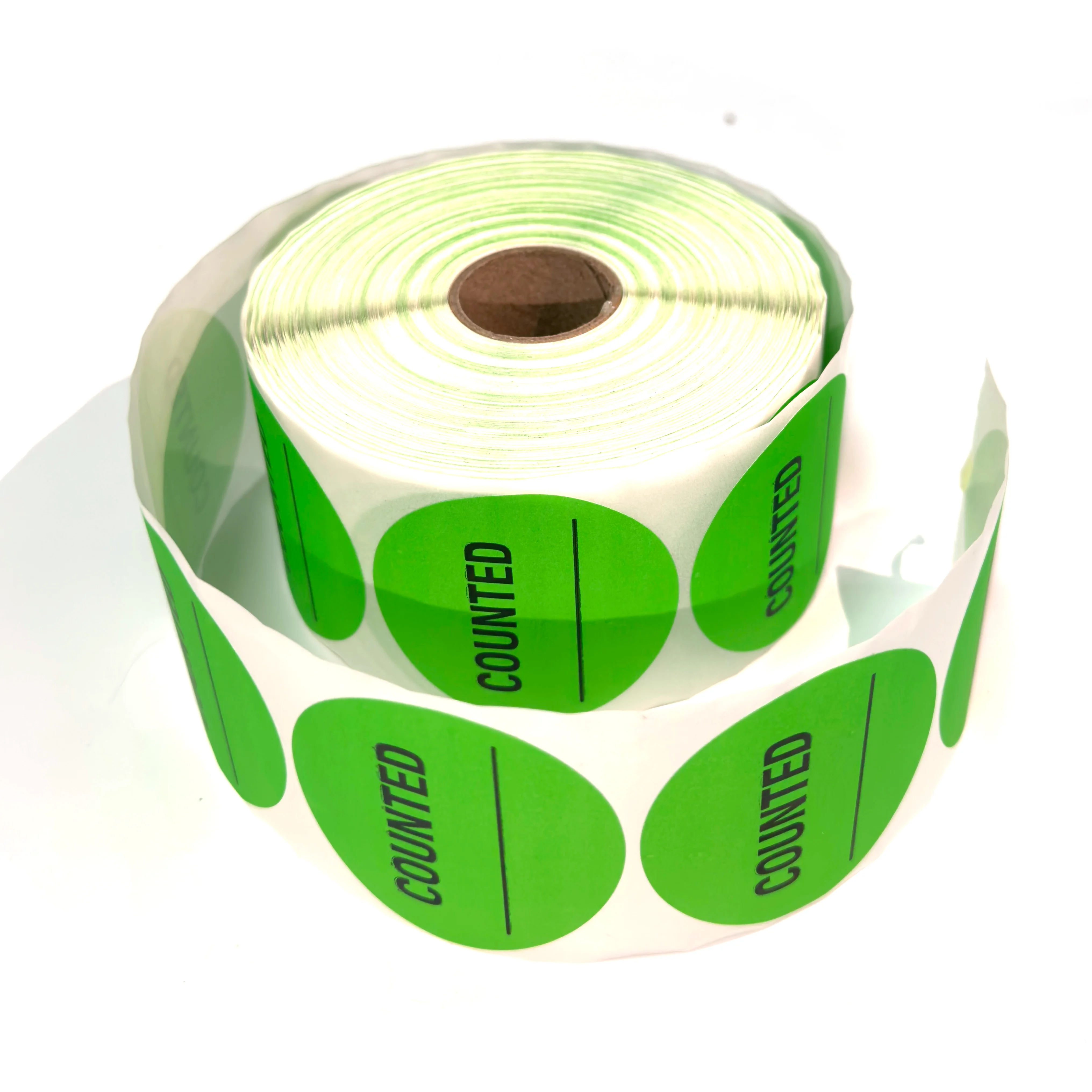 Green Write On Counted 2 Inch Round Inventory Control Labels Counting Stickers for Warehouse