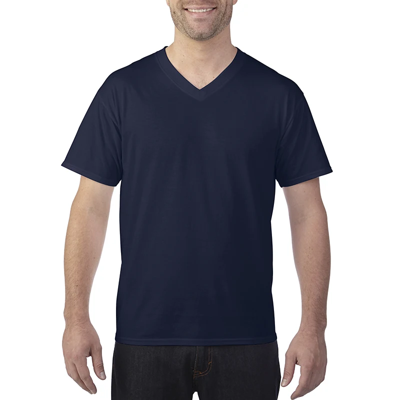 OEM Latest 100% cotton with custom logo mens v-neck  cotton t shirt