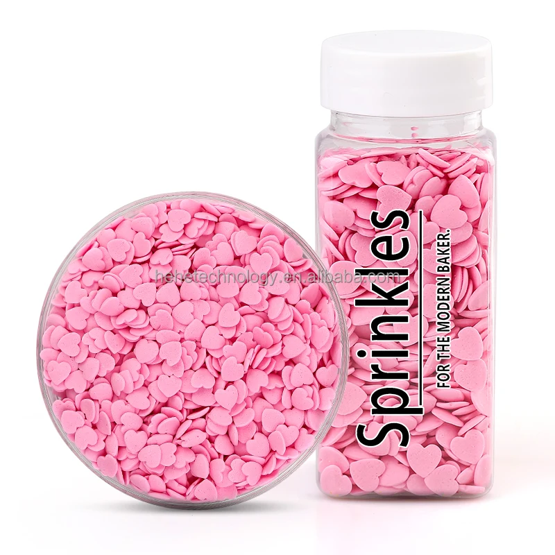KOSHER 100% Natural Color Pink Edible Heart Confetti Sprinkles Cake Decorations for Donuts Cookies Chocolates Cakes Decorations