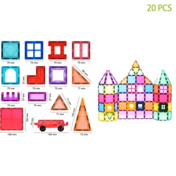 Toddler Kids Educational Toys Tiles 3D DIY Magnet Blocks Set Clear Magnetic Building Block Tiles For Children