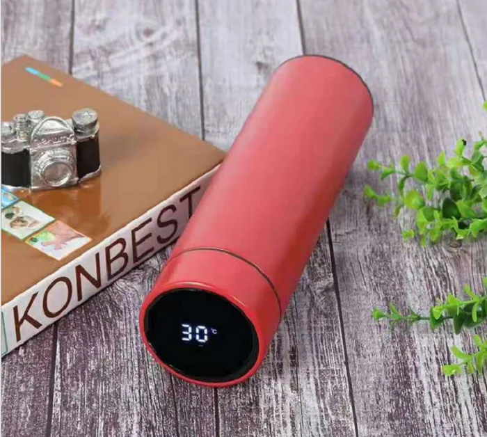 
LED Water Drinking Bottle with Temperature Display Temperature Display Lid Stainless Steel water bottle 