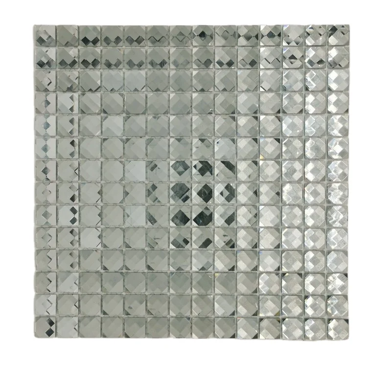 13 faces silver glass mosaic tiles for wall decoration