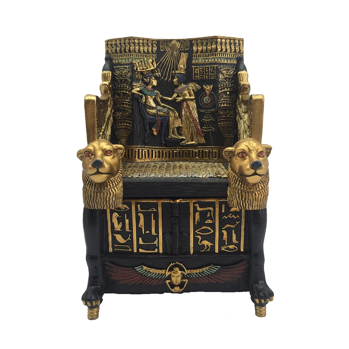 Custom Wholesale High Quality Resin Mini Egyptian Pharaoh Chair For Decor