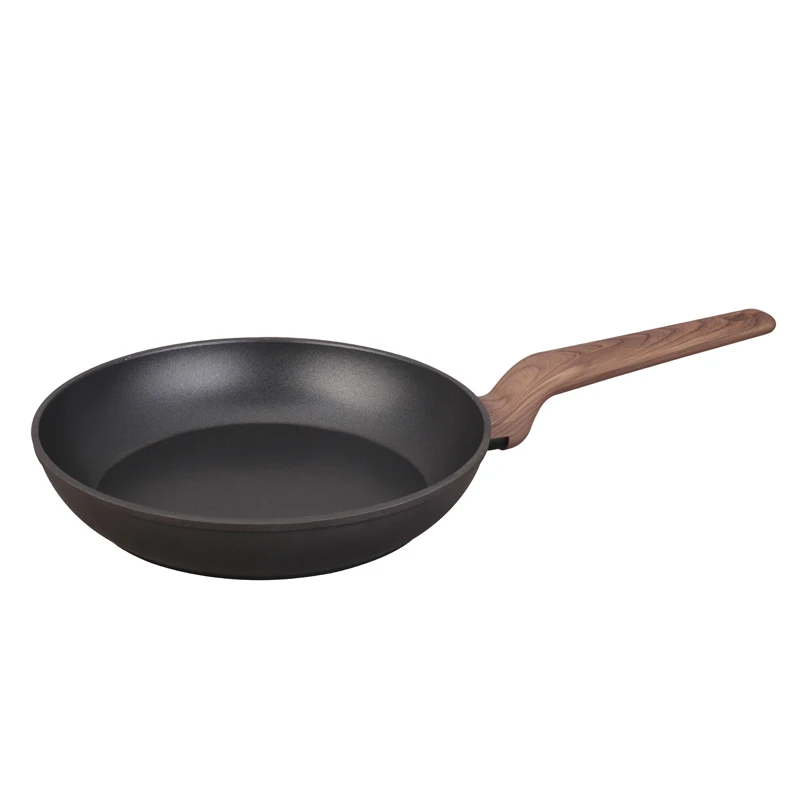 Wooden Handle Design Stone Marble Coating Good Quality Nonstick Coating Aluminum Cookware Round Pizza Grill Pan