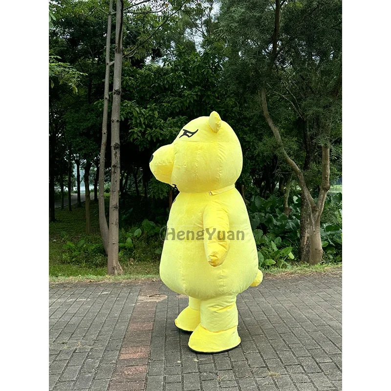Hengyuan Hot Sale Unisex Inflatable Yellow Bear Mascot Clothing Lovely Inflatable Teddy Bear Walking Mascot Costumes Adult Dress