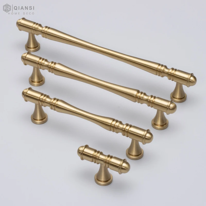 Qiansi HK0144 Wholesale Furniture Cabinet T bar Handle For Drawer Dresser Cupboard Pull Gold Kitchen Handle knob