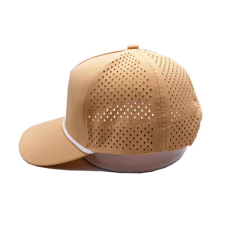 OEM wholesale Summer hip hop outdoor sport mesh Europe American Laser perforated waterproof trucker hat with rope