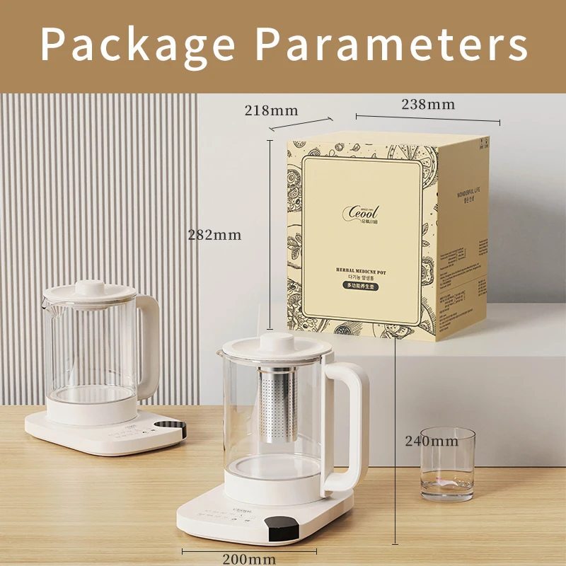 Ceool Boil Dry Protection and Auto Shut-off Water Flower Tea Coffee Pot Glass Health Preserving Pot Cup Smart Electric Kettle