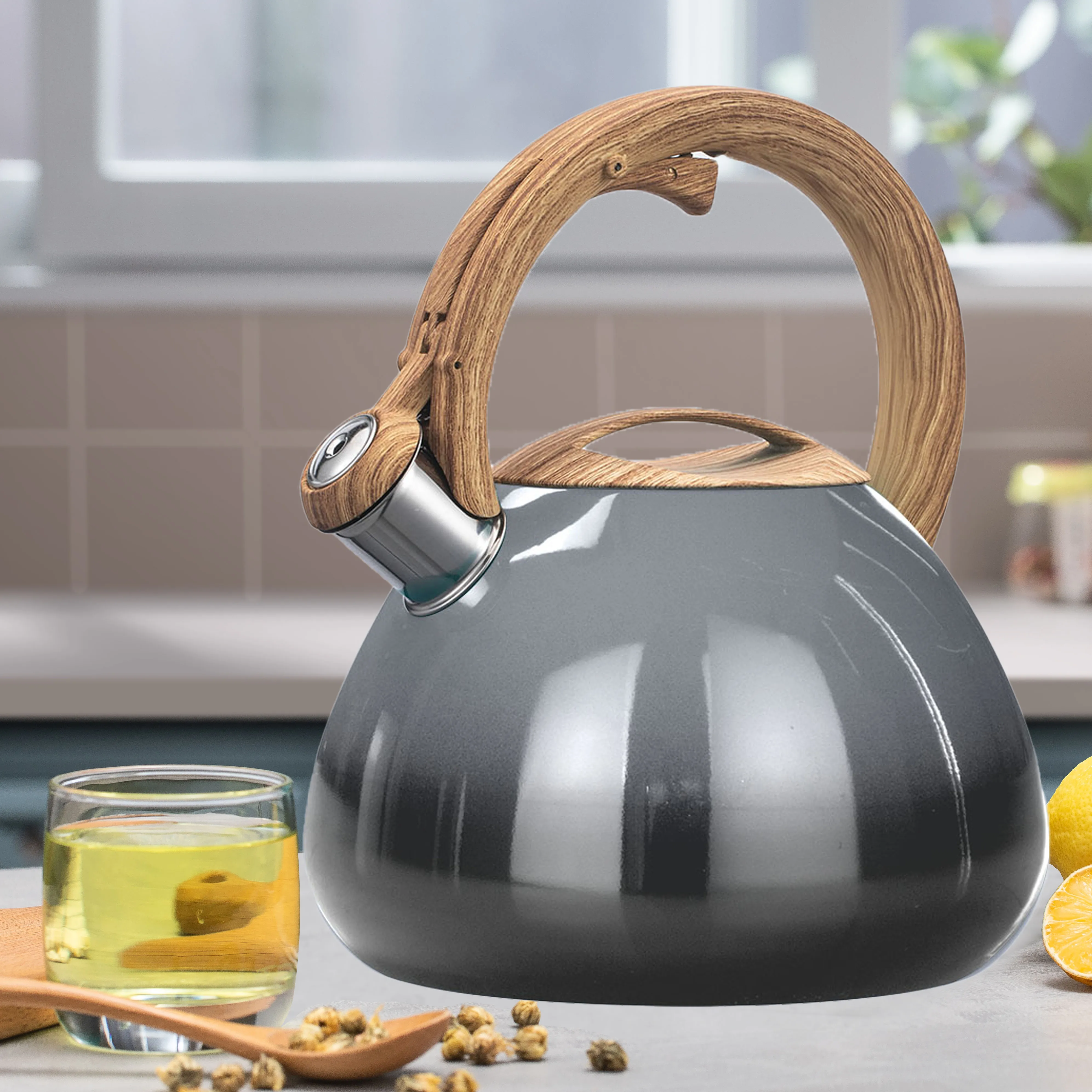 Домашний чайник для воды л, кухонный чайник с градиентным покрытием, чайники из нержавеющей стали со свистком
