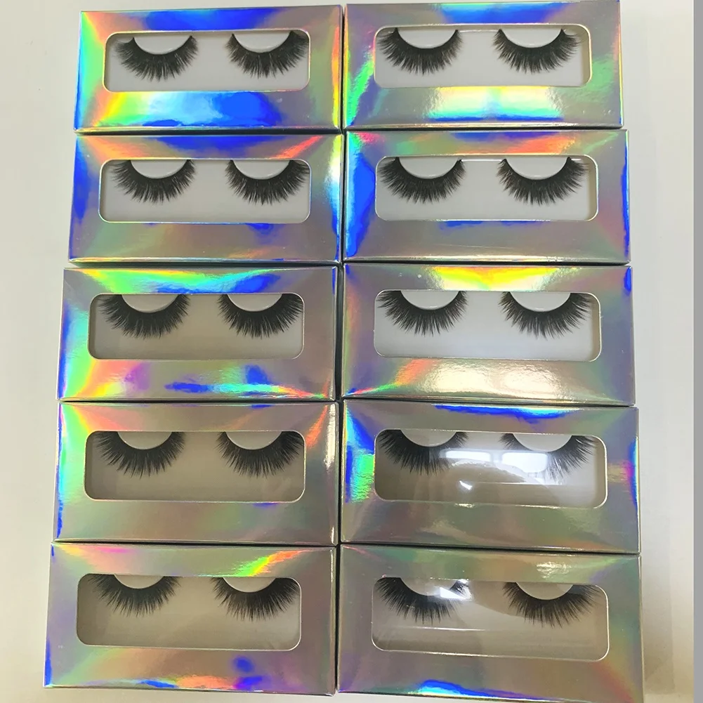 Factory Price Brown Eyelashes Double Layer Wispy Eyelash Korean Synthetic Fiber Full Strip Lashes