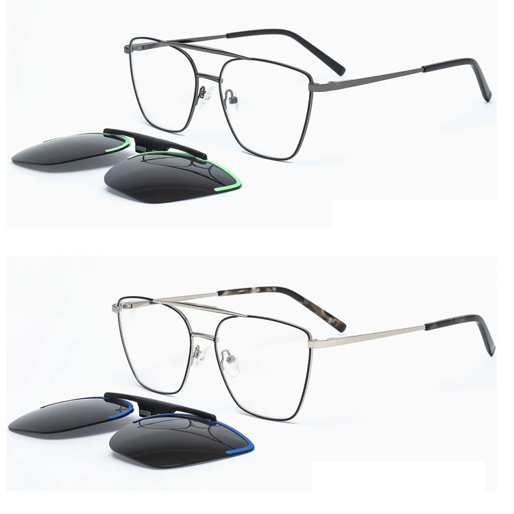 2024 Cat-Eye  Magnetic Glasses Metal Frame with Magnet Clip On Sunglasses Anti Blue Light Glasses Polarized 2 in 1 Sunglasses