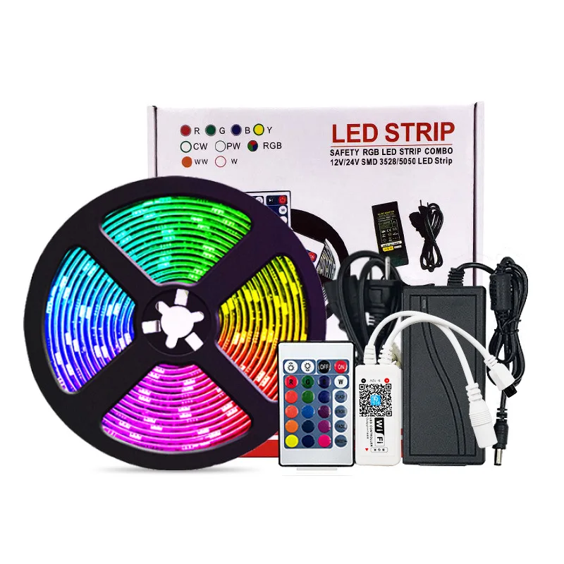 5050 Светодиодная лента RGB с синхронизацией музыки изменяющая цвет лампа управление приложением гибкая для декора комнаты вилкой ЕС