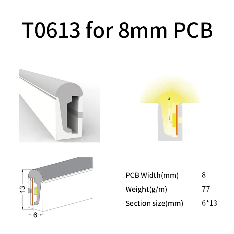 IP67 6*13 мм светодиодная неоновая трубка PCB 8 силиконовая для светодиодной ленты SMD