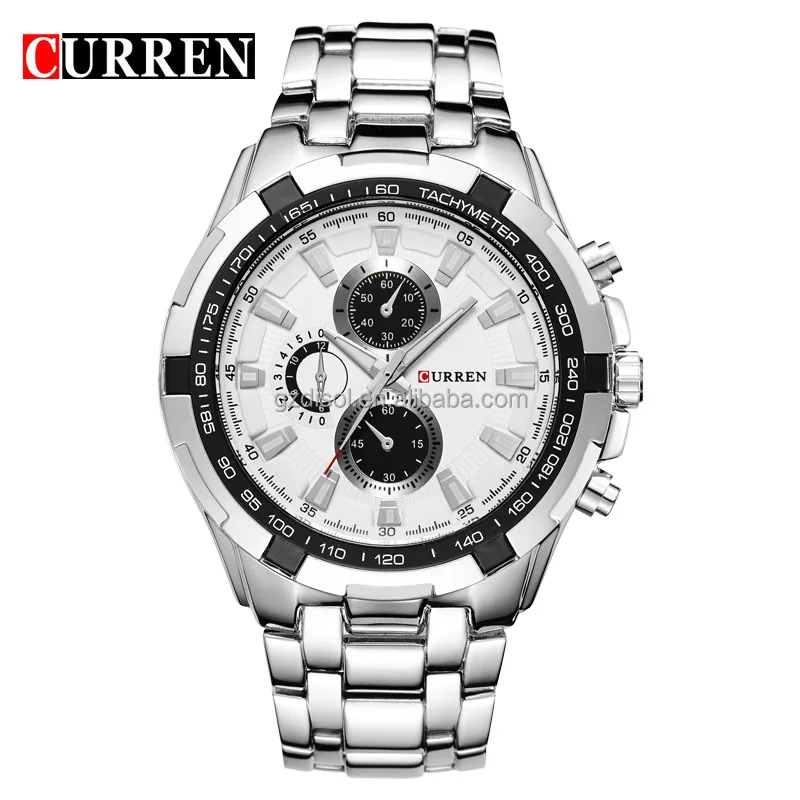 Curren 8023 three eye dial watch custom logo luxury fashion watch for men stainless steel high quality quartz watch