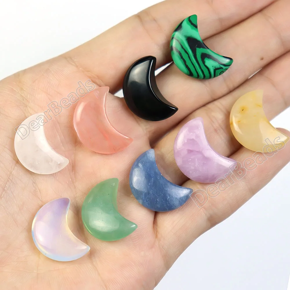 2CM Natural Engraved Gemstone Crescent Moon Crystal Healing , Balancing Stone Carved Craft with Package