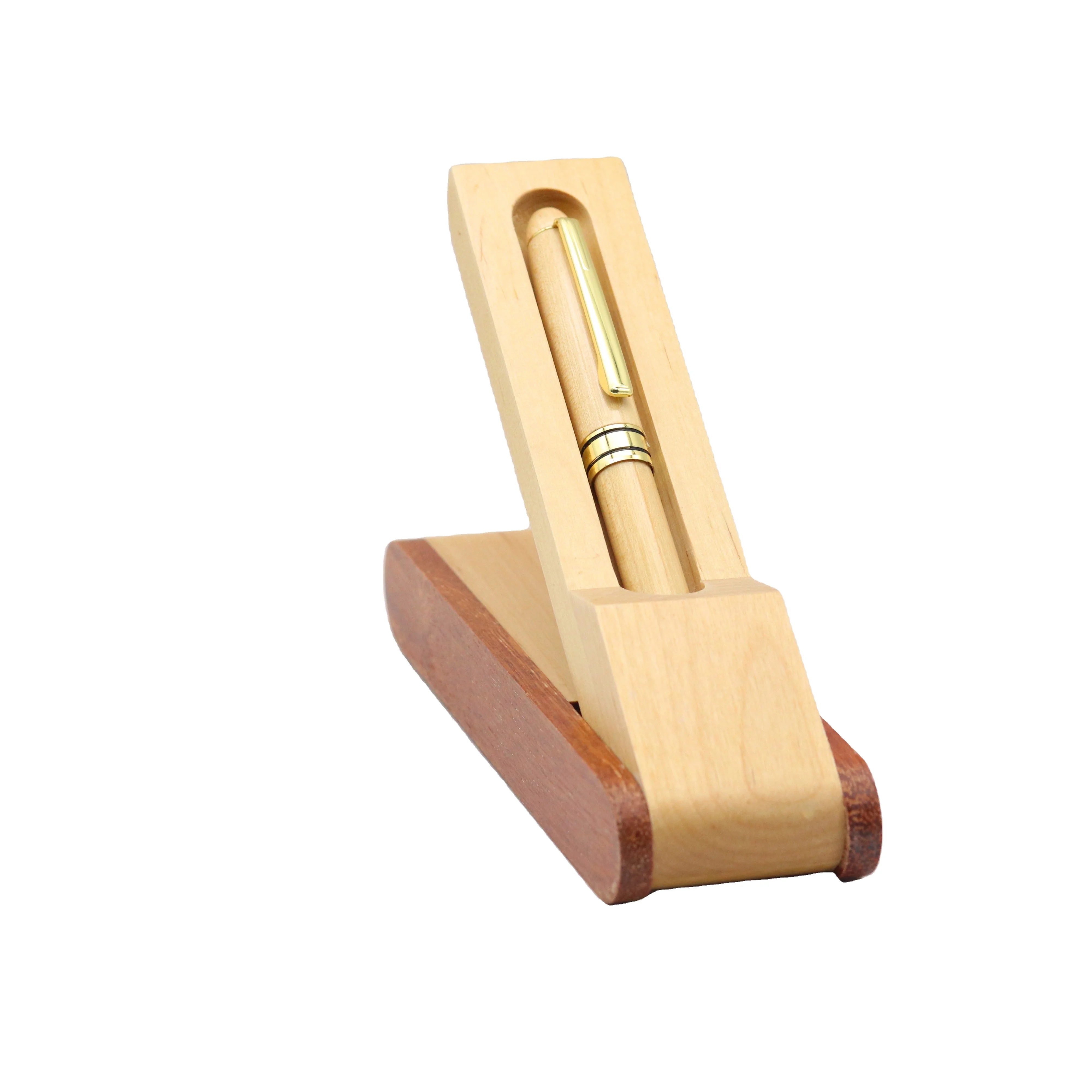 Zeamor Premium Gifts Maple Wooden Fountain Roller Pen And Flip Case Logo Custom Laser Engraved Wood Ball Pen With Box Kit