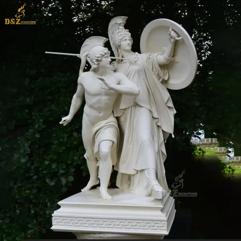 outdoor natural white marble athena statue with Apollo life size greek and roman solder sculpture for sale