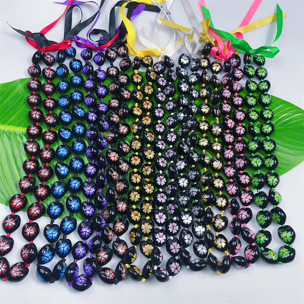 2024 Acrylic Kukui nut school  graduation lei Necklace Graduation Colored Leis Luau Weddings New lei