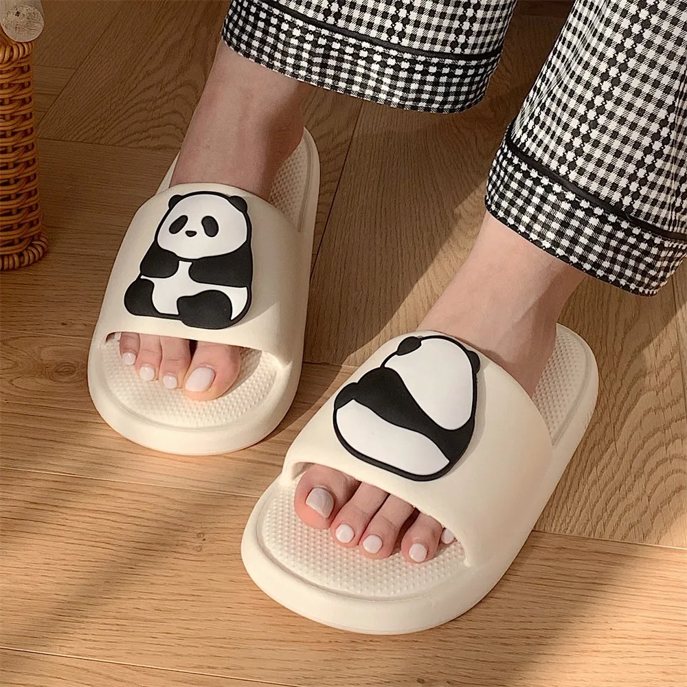 RTS Panda Pattern Smooth Summer Animal Cloud Foot Message Women Home Eva Slides Slippers Slip Sandals For Women