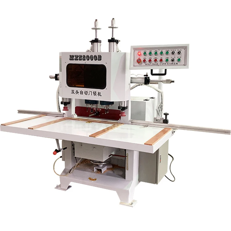 Wooden Door Lock  Hole Mortiser Making Machine 2 Head Woodworking Door Lock Hole Chain Mortising And Drilling Machine