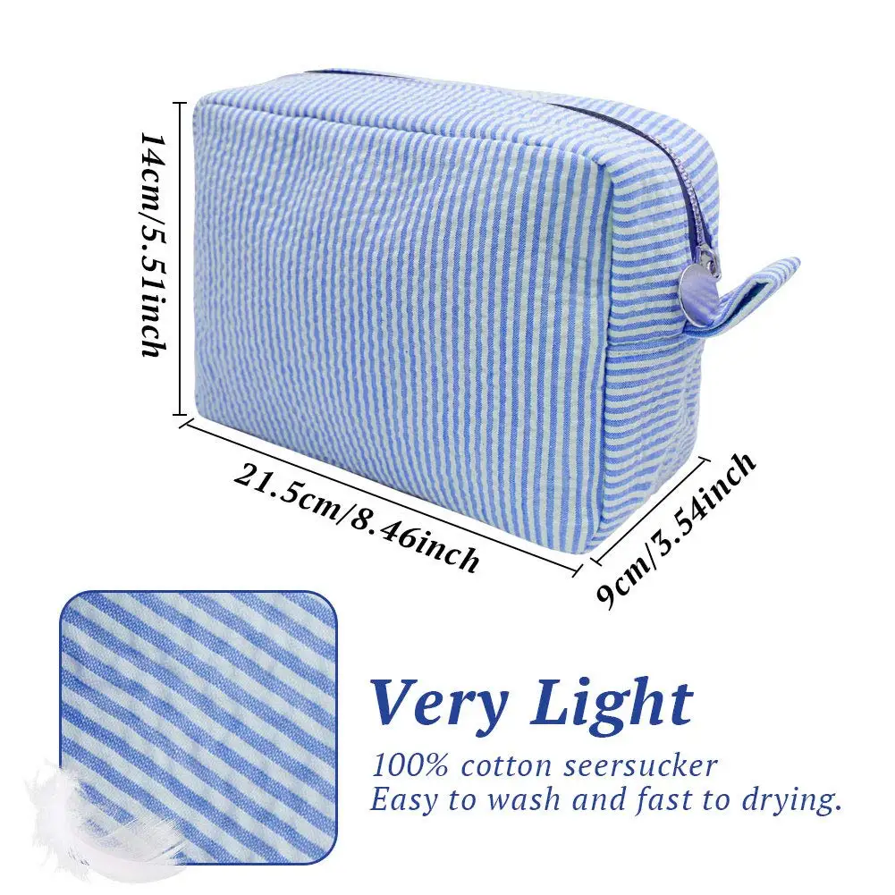 Custom Women MIni Cosmetic Bag Fashion Seersucker Makeup Pouch with Zipper