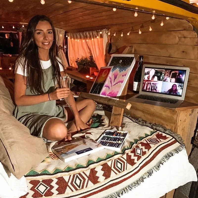Line blanket ins wind camping bed end throw custom woven tapestry blanket bohemian ethnic sofa cover Indian
