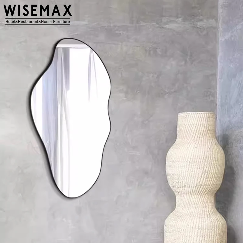 WISEMAX FURNITURE Elegant modern home decorative durable metal frame wall-mounted big irregular dressing mirror for living room