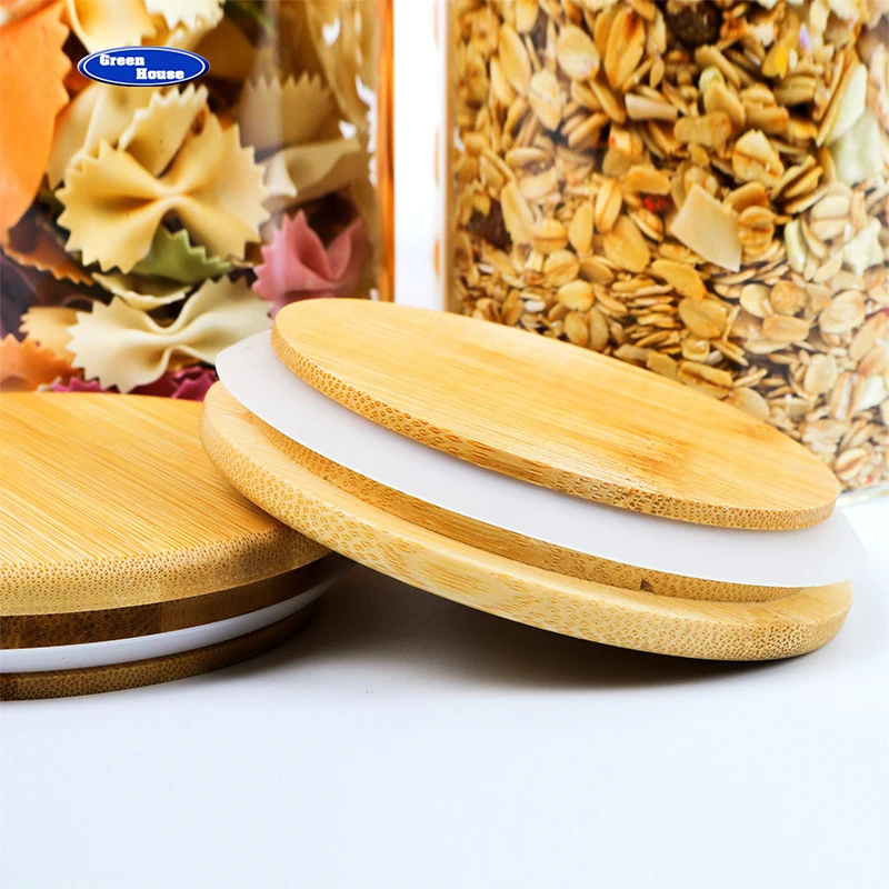 Borosilicate Bamboo Glass Canister Spice Jar Kitchen Food Glass Storage Jar With Bamboo Lid