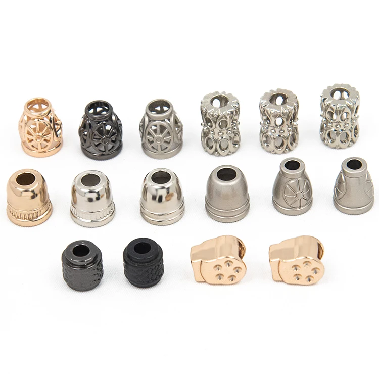 Garment gold black swimwear bikini rope end stop cap stopper drawstring metal string cord end for cord