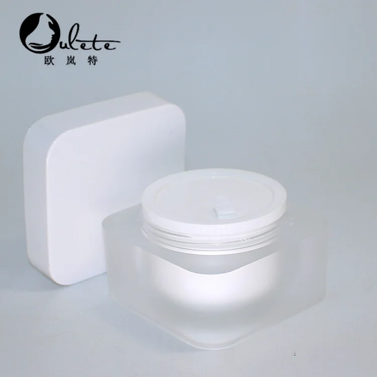 white square acrylic cosmetic jar  frosted facial moisturizer cream jar 30g 50g