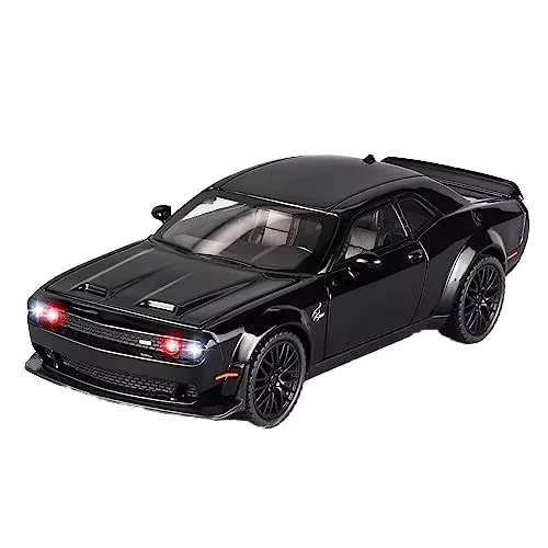 1:24 Dodge Challenger Hellcat Redeye Alloy Car Model Sound and Light Toys For Kids Metal Pull Back Car