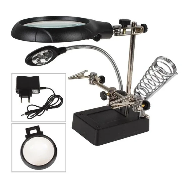 JCD desktop LED magnifying glass TE-800 repair auxiliary clamp light magnifying glass mobile phone motherboard repair tool table