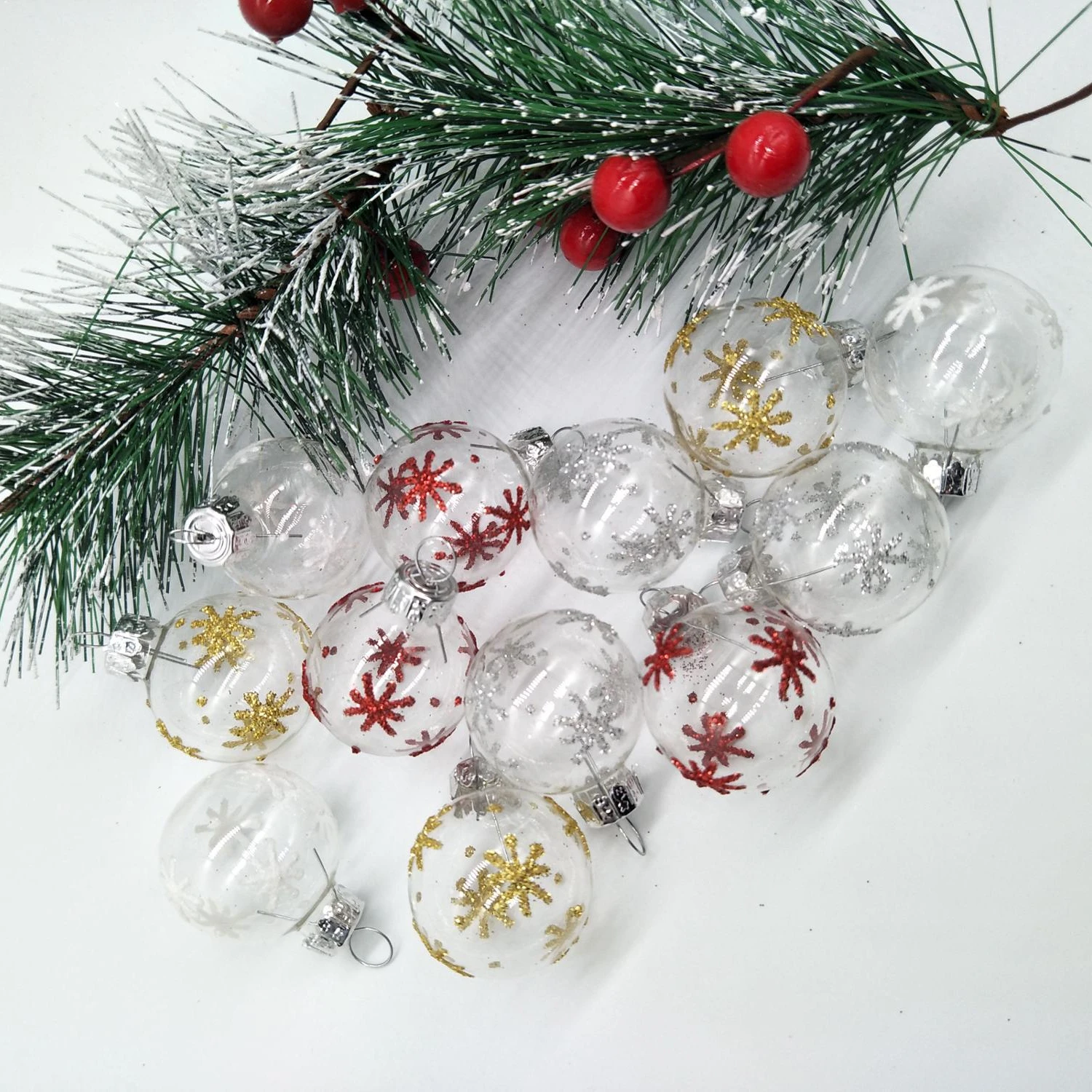 New design  Christmas glass balls with snowflake Christmas tree Decoration for Christmas decorations