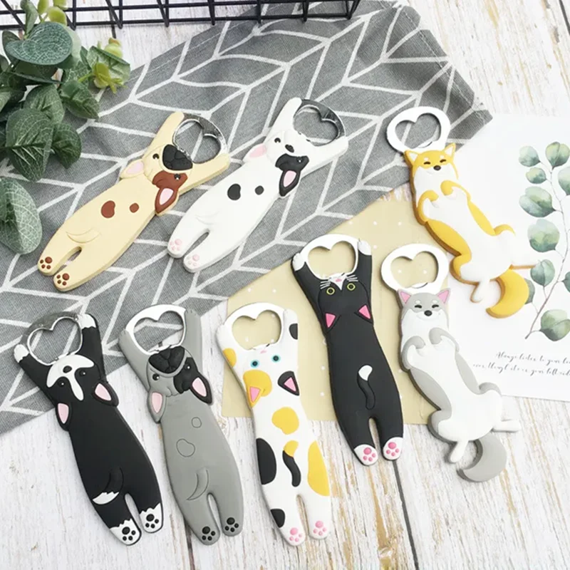 Magnetic Refrigerator Bottle Opener Cartoon Cat Dog Beer Bottle Opener Cat Fridge Magnets Kitchen Bar Tools Home Decoration