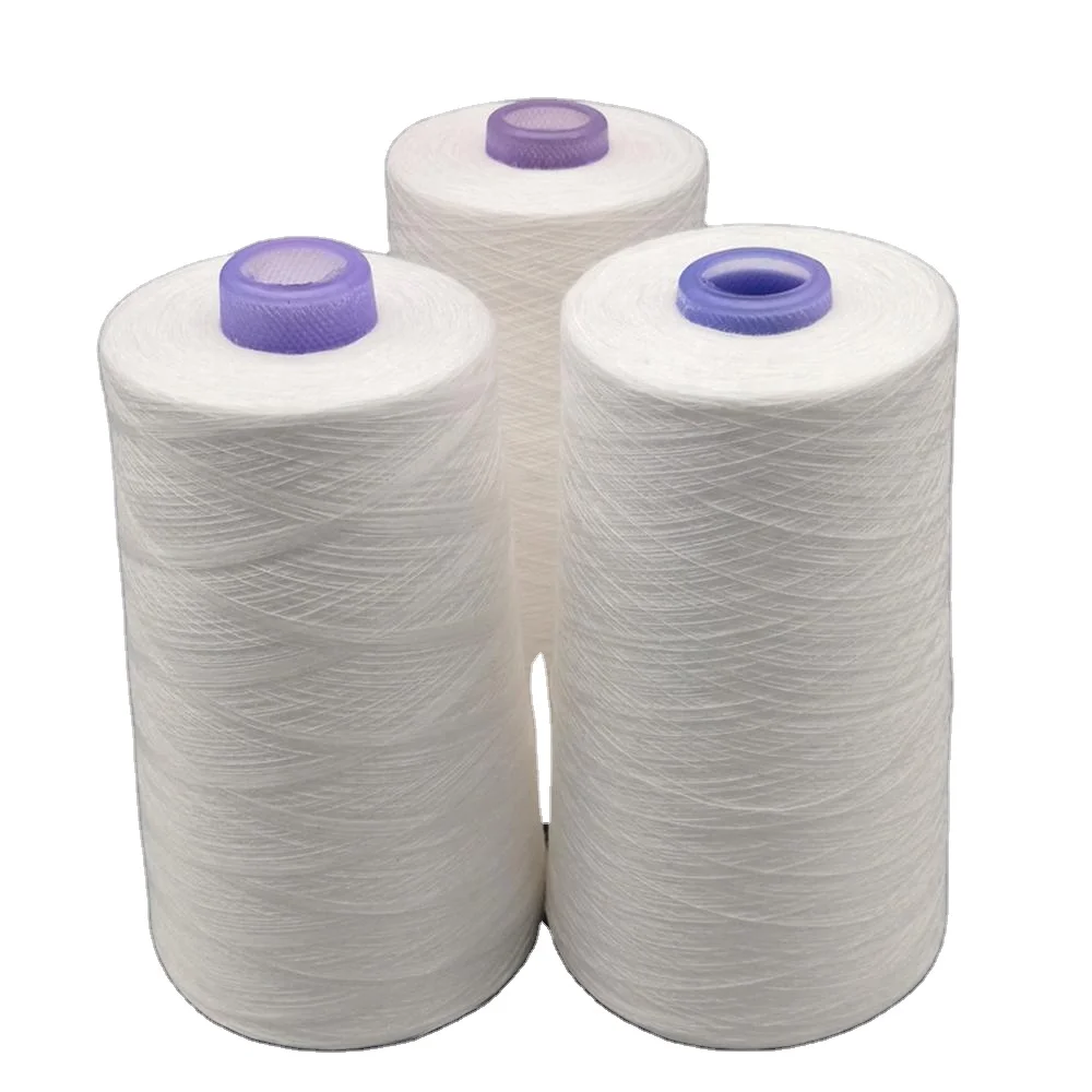 100% Polyester core Spun poly ploy sewing thread 12/2 raw white