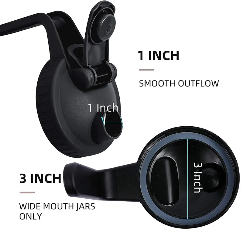 BPA free wide mouth drinking spout plastic lid mason jar flip cap lid with handle