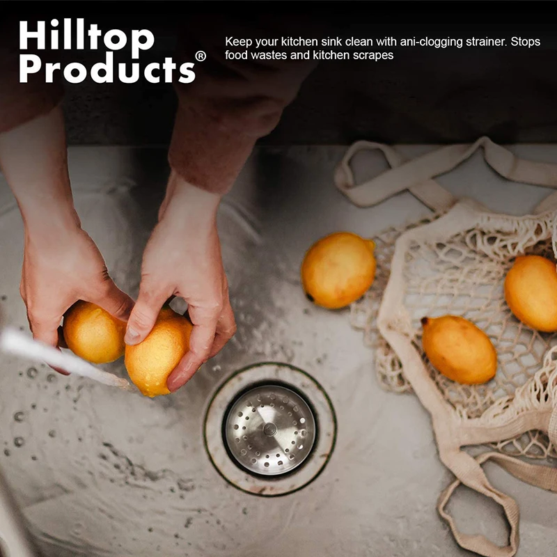 Kitchen Sink Strainer and Stopper Comb Basket, Sink Garbage Disposal Mesh Basket with Plastic Knob, Rubber Stopper Bottom