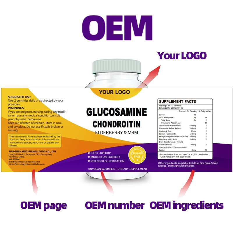Hot sale Glucosamine Chondroitin Gummies with  Elderberry - Joint Supplement, Immune Support Supplement