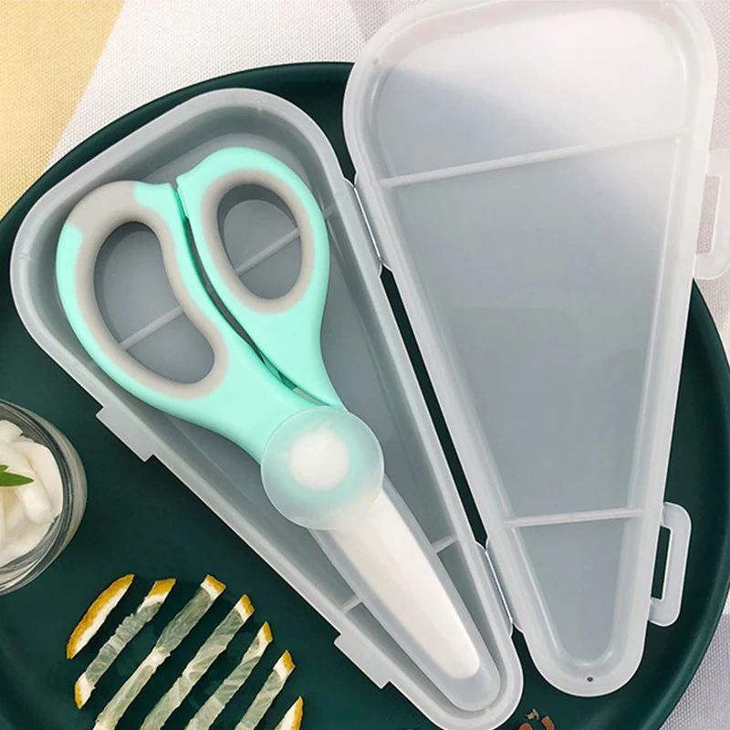 Baby Food Mills Ceramic Scissors Portable Infant Feeding Aid Scissors with Shear Case Food Scissors Baby Supplies Baby Tableware