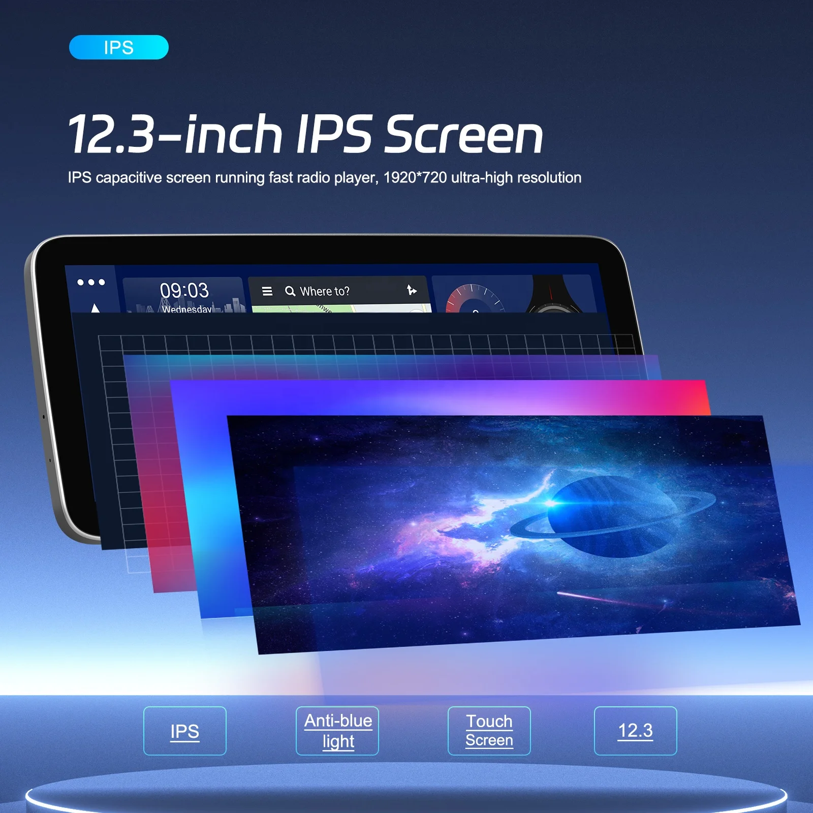 Podofo 12.3' IPS Screen 8-Core Android 13 Car Radio Stereo 2+32/4+64G Carplay Android Auto WIFI&4G GPS BT FM/AM/RDS DSP OEM