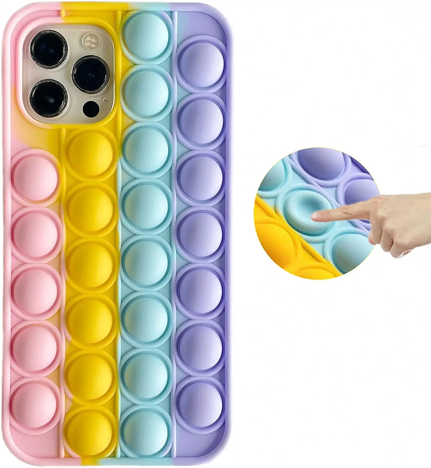 2021 Amazon Hot Selling Bubble Fidget Toy Phone Case Push It Bubble Fidget Silicone Mobile Phone Toy Case