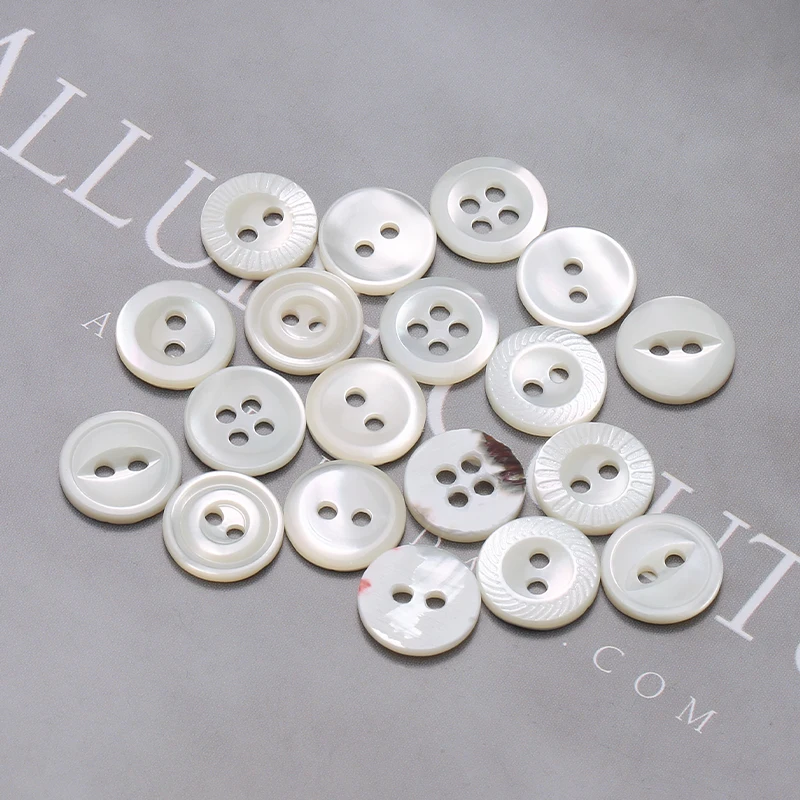 Classic Round Two Holes White Shell Buttons for Shirt - High-Quality and Stylish Fashion Accessory