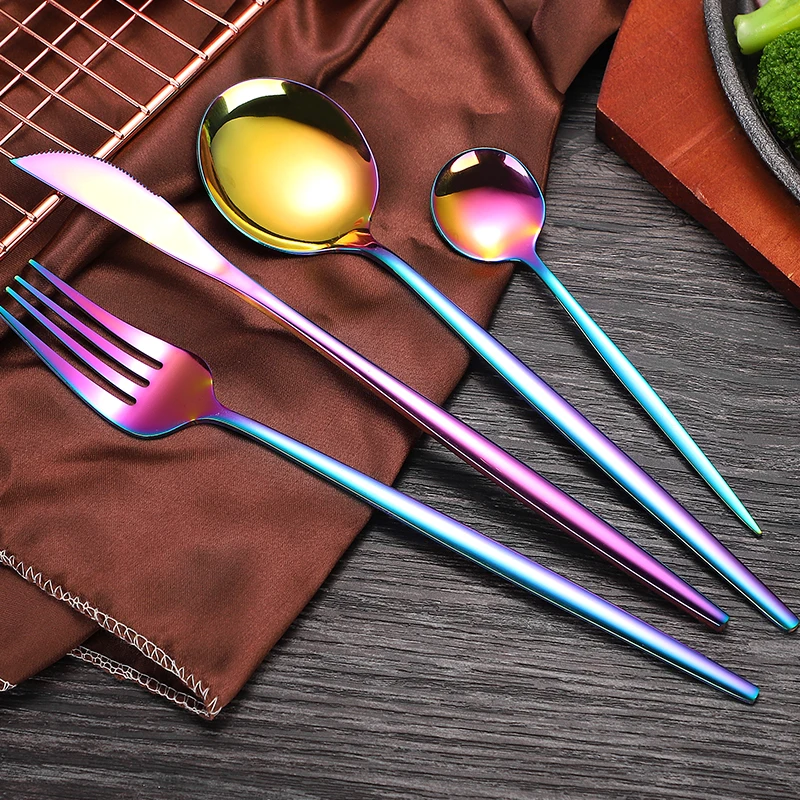 2020 Amazon Hot Sale Stainless Steel Flatware Portuguese Knife Fork and Spoon 4pcs Tableware Cutlery Set